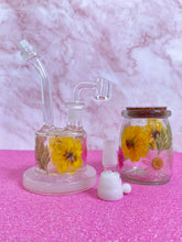 Load image into Gallery viewer, mini bong with pink and yellow flowers
