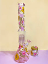 Load image into Gallery viewer, pink ombre bong with yellow flowers
