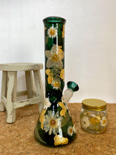 Load image into Gallery viewer, teal bong covered with real flowers
